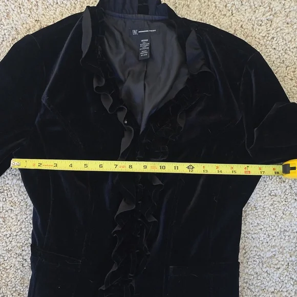 Inc Black Velvet Zippered Blazer Medium - Picture 7 of 10